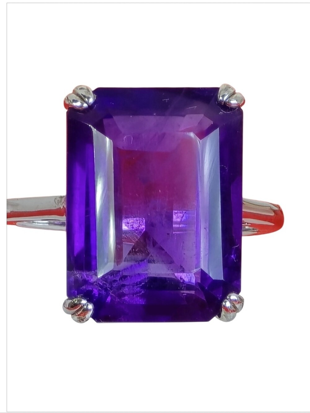 925 Sterling Silver Ring Sz 6 with Natural Amethyst 1.4x1.1cm Gemstone